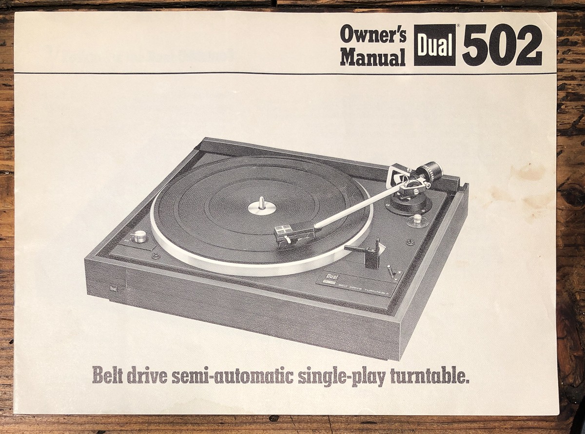 Dual Model 502 Record Player / Turntable Owners / User Manual *Original*