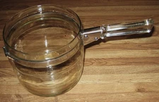 Vintage Pyrex Flameware Clear Glass Double Boiler Lower Pot 6763-L/Light Use