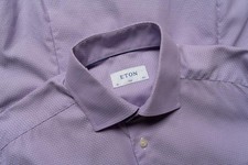 Men Eton Shirt Lilac Cotton 38 / M / 46