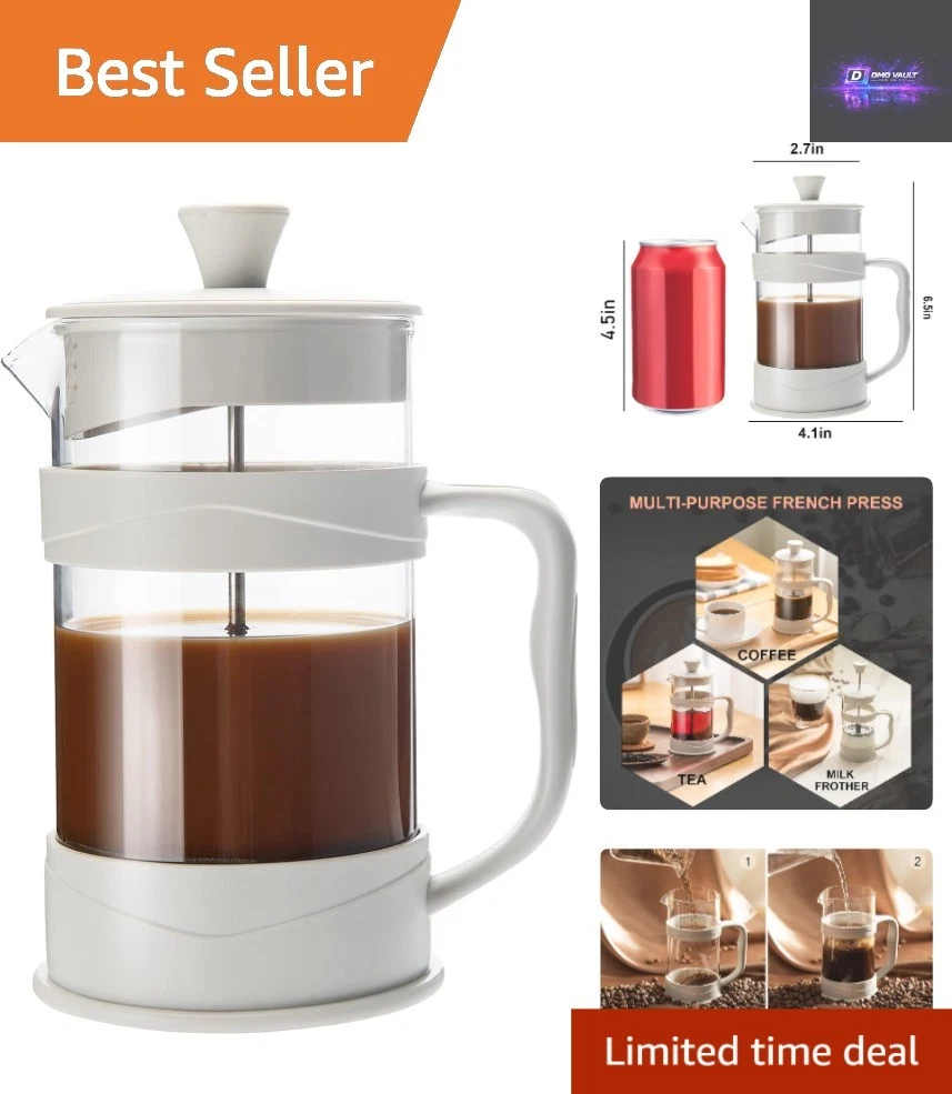 Heat-Resistant Coffee Press with Ultra-Fine Filter for Smooth Brews - 11.8 Oz