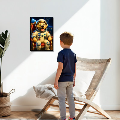 Black Framed Poster Featuring a Comic Style  Astronaut LABRADOR RETRIEVER