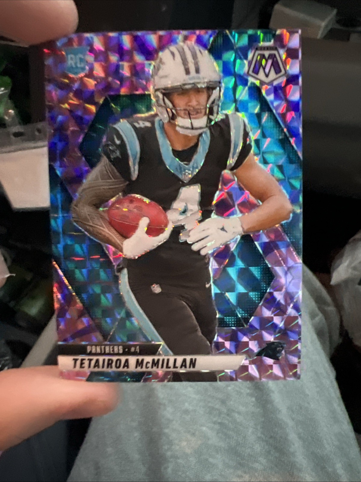 2025 Mosaic Tetairoa McMillan RC Reactive Purple #309 Panthers Rookie Prizm