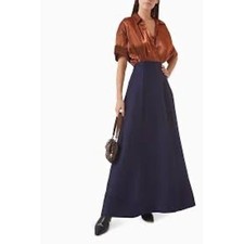 STAUD Shubert Two Tone Maxi Dress Iridescent Cacao Midnight