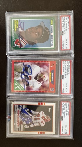 Deion Sanders 3 Card Rookie Auto Lot PSA 10