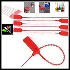 100pcs Red Plastic Tags Security Seals, 9.8'' Disposable Numbered Anti-Tamper...