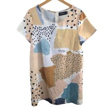 Minkpink Womens Sundowner Abstract Shift Tee Dress L Multicolor Mini Light Boho