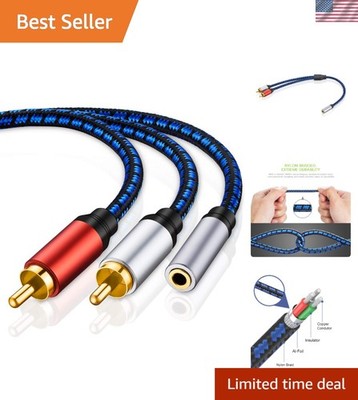 1ft Audiophile-Grade RCA to 3.5mm Adapter - Braided, Gold-Plated Connection