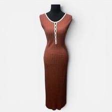 Wenrine Brown Ribbed Knit Sleeveless Bodycon Summercore Maxi Dress | NWT Medium