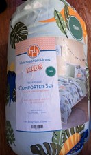 NEW Huntington Home Kids Twin Comforter Set Reversible Blue Green Dinosaur 2pc