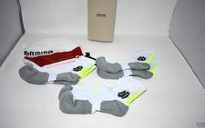 BRISIRA Coolmax Bamboo Compression Running Socks, Quarter Crew, White, 3 Pack, M