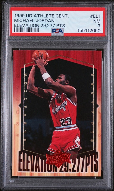 1999 UD MJ ATHLETE OF THE CENTURY ELEVATION 29,227 POINTS MICHAEL JORDAN PSA 7