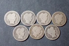 LOT OF 7 SILVER BARBER DIMES 1907 10 11 12 13 14 16 GOOD+ COND SET RGR 498