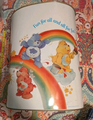 Vtg 1983 CARE BEARS Cheino American Greetings USA Metal Trash Can Good cond. HTF