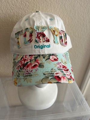 Robin Ruth Tokoyo Flower Logo Ball Cap Adjustible White With Floral Print