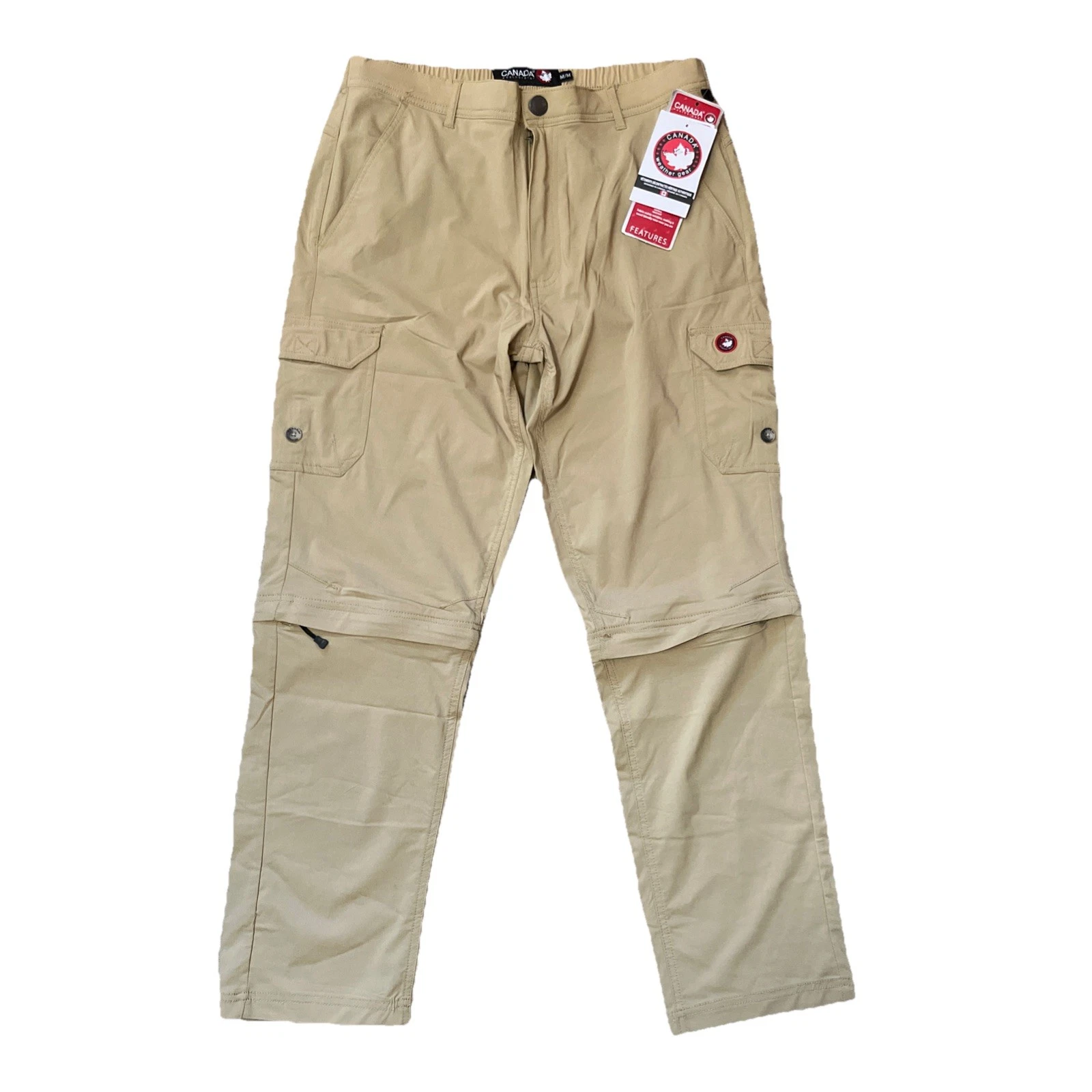 Canada Weather Gear Mens M Beige Convertible Hiking Cargo Pants Lightweight New