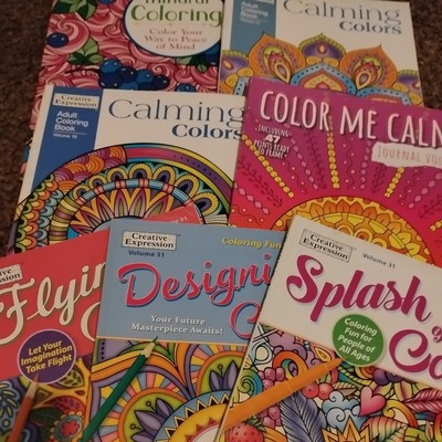 Lot Of  7 BRAND NEW  Adult Coloring Books  excellent condition calming mindful 