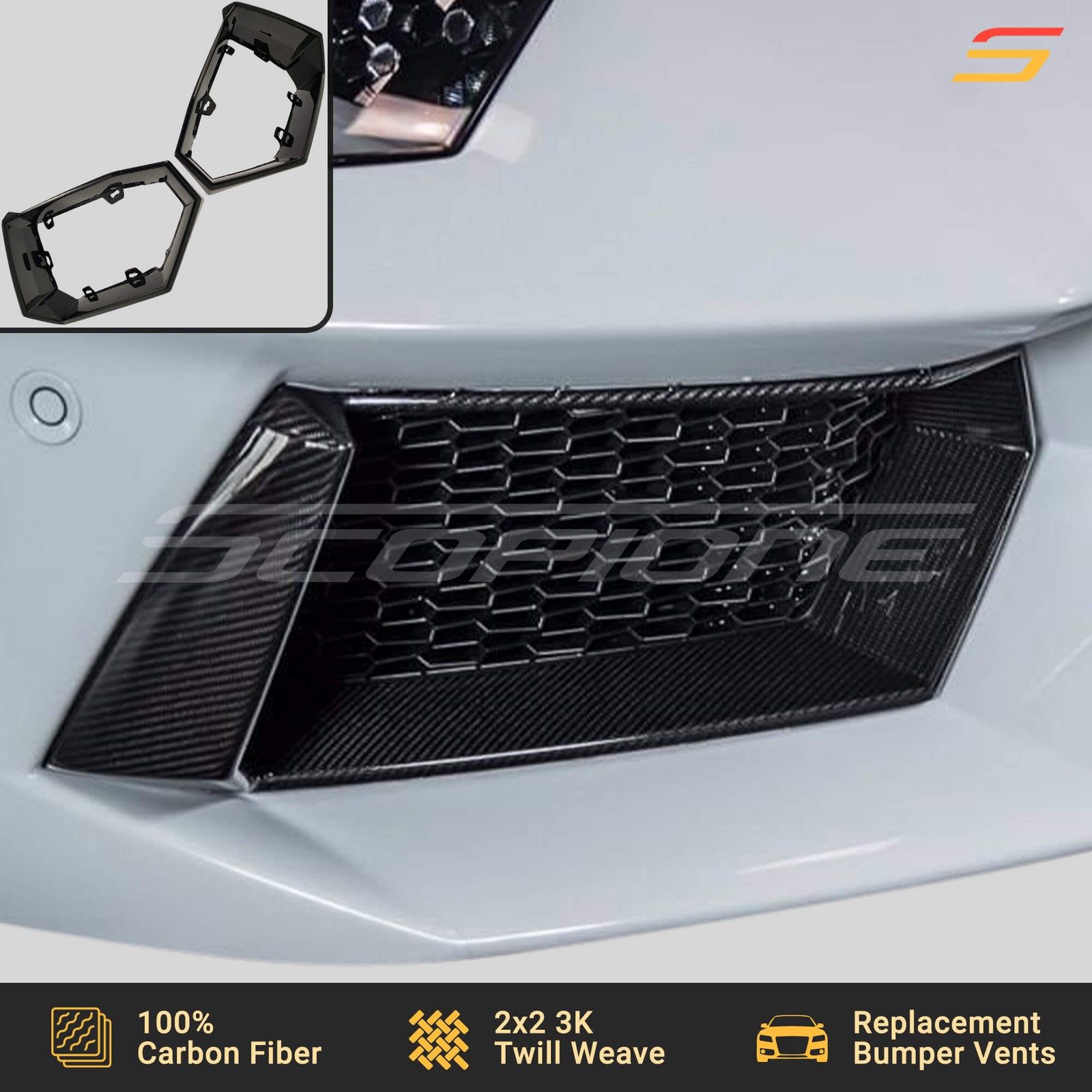 Scopione Carbon Fiber Front Bumper Air Vents for Lamborghini Aventador LP700-4