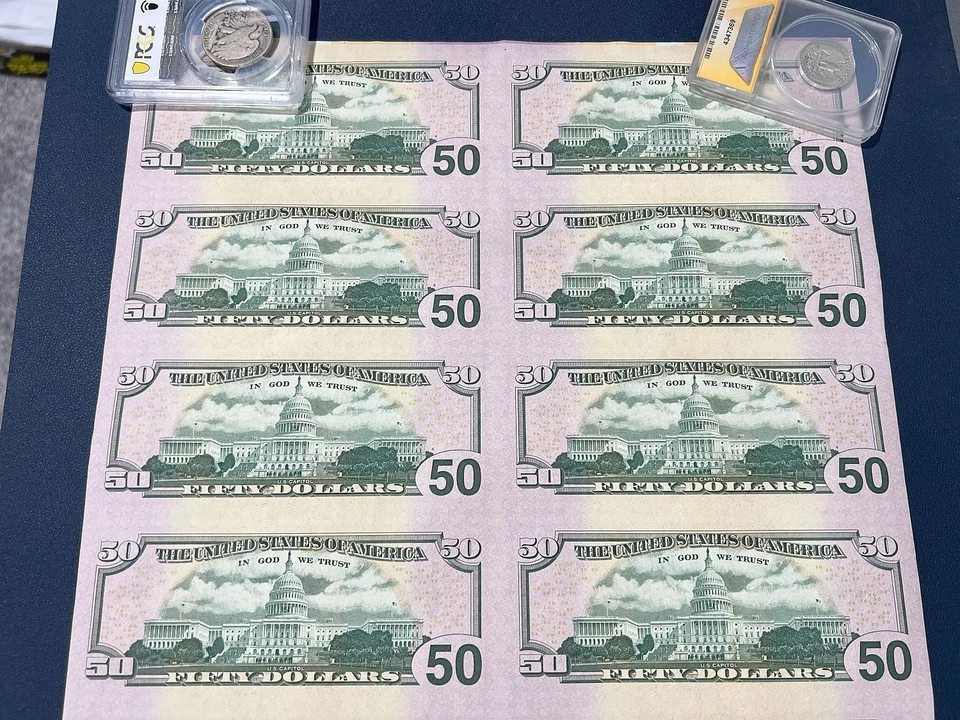 $50 Fifty Dollar Bill Uncut Currency Sheet of 16 STAR *** Notes 2004 $800 Face - Image 3 of 4