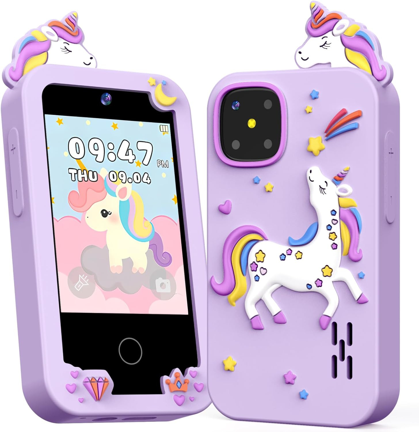 Kids Smart Phone Toys for Girls Age 3-9, Touchscreen Dual Camera Kids Phone, Chr