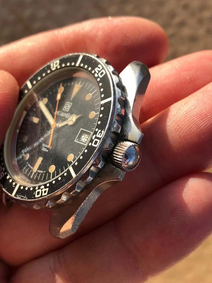 Atlantic Diver Monnin Case 200 M Not Working Cal 555.115 Military For Parts - Imagen 4 de 4