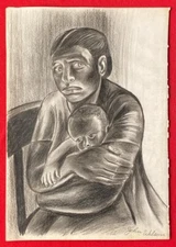 John Wilson (Handmade) Drawing On old Paper Signed & Stamped Mixed Media