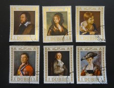 6 DUBAI PAINTINGS STAMPS - UNUSED CTO/OG (1033)