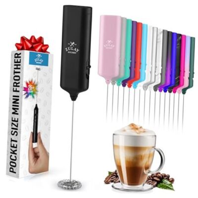 Mini & Mighty Milk Frother Wand - Powerful Handheld Drink Mixer  Midnight Black