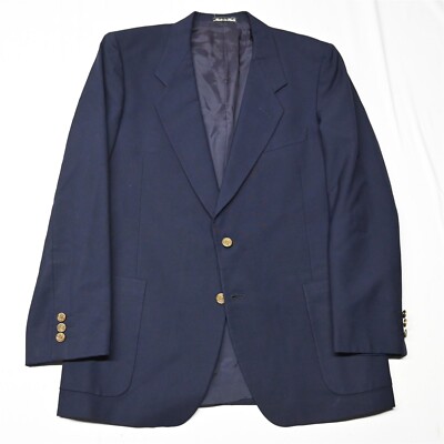 Conte di Roma 42R Navy Blue Gold Button 100% Wool Italy Blazer Jacket Sport Coat