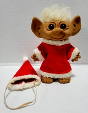 Vtg 1963 Uneeda Doll Co. Holiday Santa Troll Doll 8" Double Horseshoe Logo