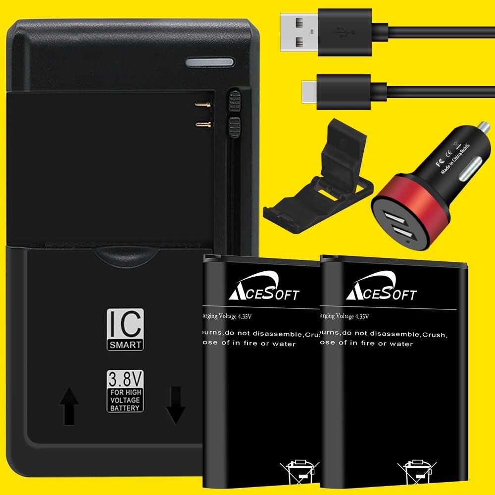 High Power 2x 1900mAh Battery Car Charger Cable f Kyocera DuraXV