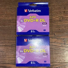 10 Ct Verbatim DVD+R DL 8.5GB 8X Branded Surface 5pk X 2 Jewel Case Box VER95311