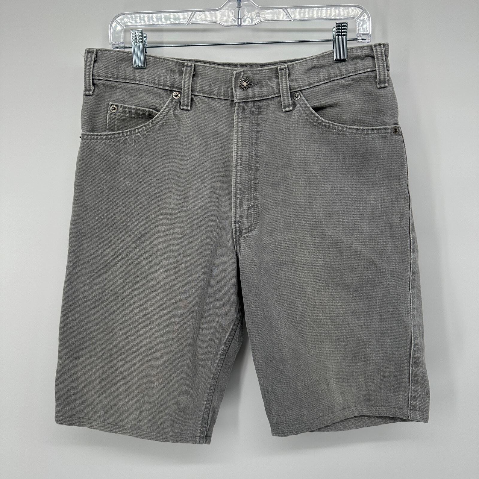 Vintage Levi’s Mens 540 Denim Shorts Gray Leather Patch Two Horse Brand *Read*