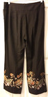 NWT ANNI KUAN NYC Embroidered Floral Pants Size 8 Women's Brown Gold Flowers — photo 4