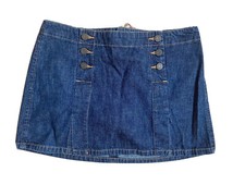 Abercrombie  Fitch Dark Denim button Closure back tie Short Skirt Size 2 EUC