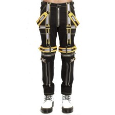 MEN'S BLACK ELECTRO BONDAGE RAVE GOTHIC CYBER CHAIN JEANS PUNK ROCK TRIP PANT