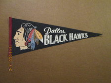 CHL Dallas Black Hawks Vintage Defunct 1970's Black Team Logo Hockey Pennant
