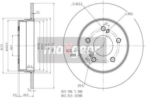2X Maxgear 19-0726 Bremsscheibe FüR Chrysler MERCEDES-BENZ-image