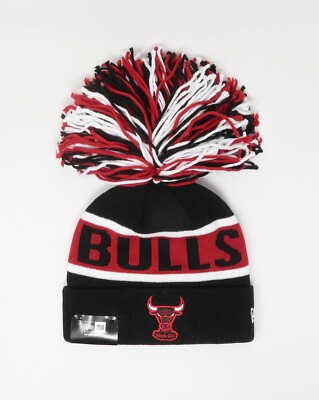 NEW ERA Fanatics Chicago Bulls Knit Hat Men Women Pom Red Black Beanie
