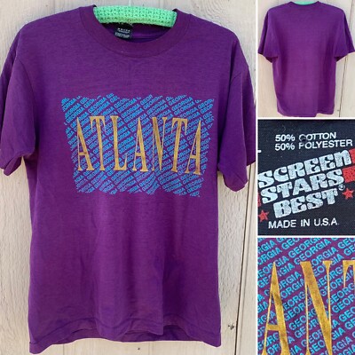 vintage ATLANTA GEORGIA t-shirt single stitch size L 80s 90s made