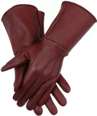 Herren Mittelalter Renaissance Stulpe Cosplay Leder Handschuhe lange Armstulpe gelb.