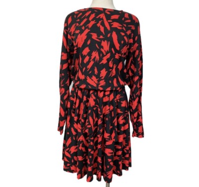 Zara Trafaluc S/S18 Red Black Printed Dress Size L