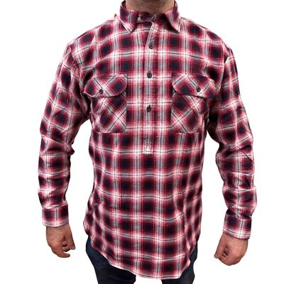 Men's Flannelette Long Sleeve Pullover Shirt 100% Cotton Flannel