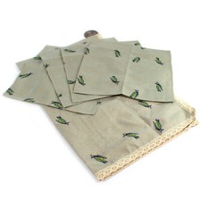 Tablecloth Rectangular Black Ginger Turtle Animal 180x140cm + 4 Cloth Napkins