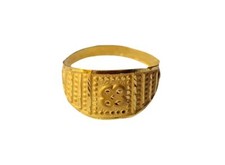 Certified Solid 22K/18K Yellow Fine Gold Leaf Carved Design Kids Ring Size-1