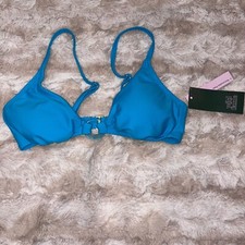    Wild Fable Blue Bikini Top S 4  6  Ring Accent  Removable Pads  NWT
