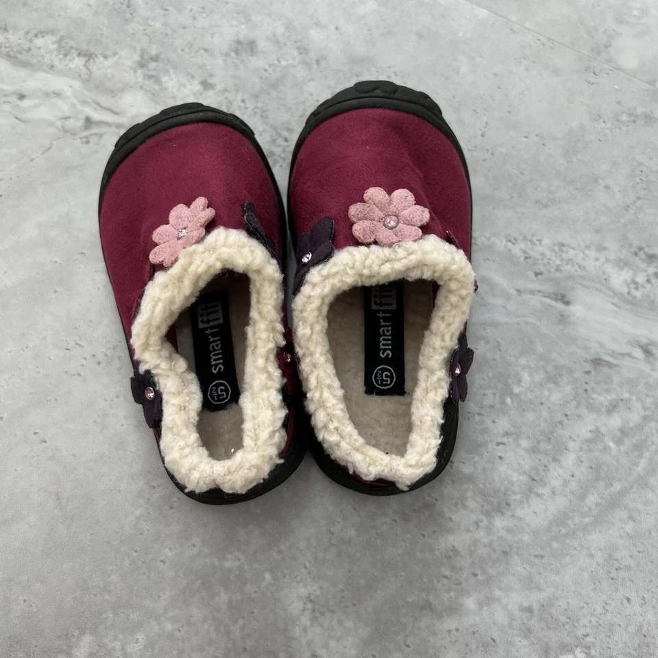 Smartfit 女孩 5 码 1/2 夏尔巴内衬鞋粉色堵塞懒人鞋 — 第 3/4 张图片