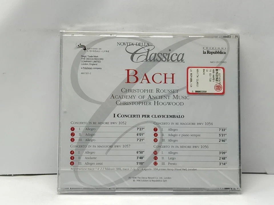 I CONCERTI PER CLAVICEMBALO THE DECCA RECORDS BACH 1998 - Immagine 2 di 2