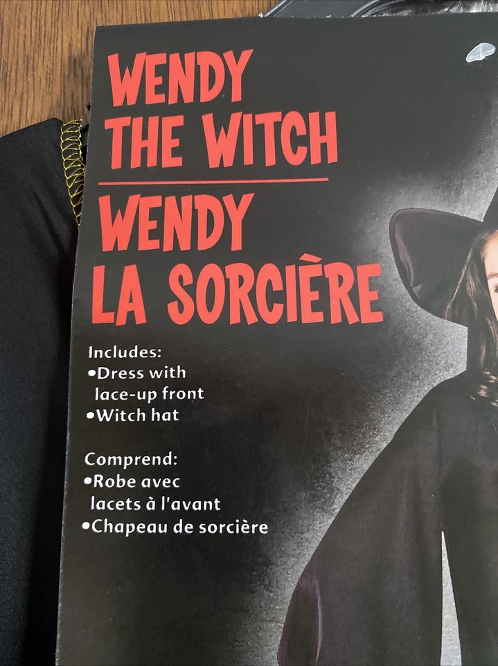 Wendy the Witch Halloween Costume Girl's X-Large 14-16 Black Dress Pink Trim Hat - Image 3 of 4