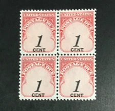 Postage due J89 1 cent shifted down block of 4  MNH OG
