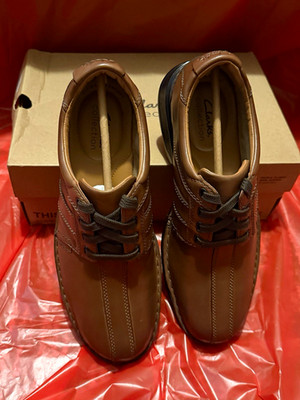 Clarks Touareg Vibe Brown Leather Lace-Up Oxford Cushioned Men's US 8 W